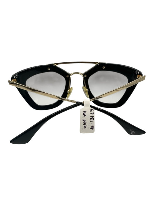 Prada Black & Gold Acetate Metal Aviator Cat Eye Sunglasses Black & Gold