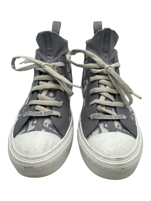 Dior Shoe Size 38 Grey & White Synthetic & Leather Lace Up Chelsea Knit Sneakers Grey & White / 38