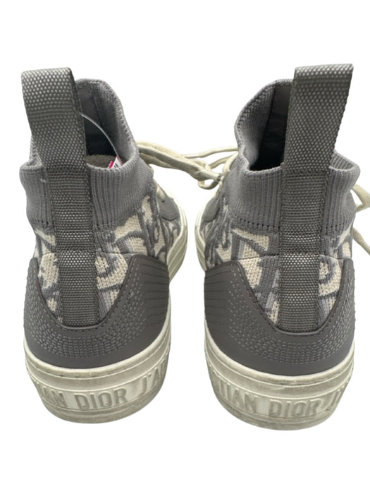 Dior Shoe Size 38 Grey & White Synthetic & Leather Lace Up Chelsea Knit Sneakers Grey & White / 38