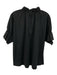 Finley Size Large Black Cotton Blend Short Ruffle Sleeve Split Neck Elastic Top Black / Large