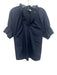 Finley Size XL Navy Blue Cotton Blend Short Balloon Sleeve Ruffle Neckline Top Navy Blue / XL