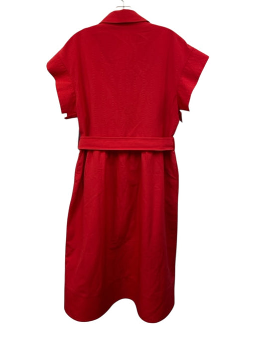 Tuckernuck Size XL Red Polyester Blend Cap Sleeve Wood Grain Button Front Dress Red / XL