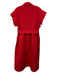 Tuckernuck Size XL Red Polyester Blend Cap Sleeve Wood Grain Button Front Dress Red / XL