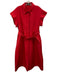 Tuckernuck Size XL Red Polyester Blend Cap Sleeve Wood Grain Button Front Dress Red / XL