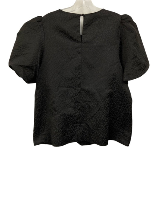 Pomander Place Size XL Black Polyester Short Bubble Sleeve Floral Jacquard Top Black / XL