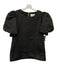 Pomander Place Size XL Black Polyester Short Bubble Sleeve Floral Jacquard Top Black / XL