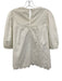 Ulla Johnson Size 14 White Cotton Half Puff Sleeve Floral Eyelet V Neck Top White / 14