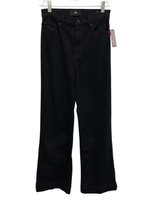 7 For All Mankind Size 27 Black Cotton Blend Denim High Rise Wide Leg Jeans Black / 27