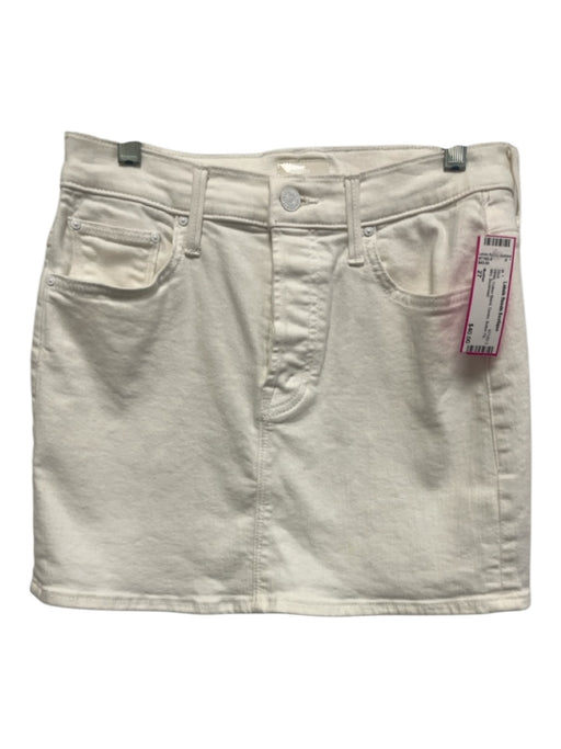Mother Size 27 White Cotton Blend Denim Button Fly Mini Skirt White / 27