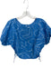 Madewell Size L Blue & White Tie Detail Cutouts Balloon Cropped Top Blue & White / L