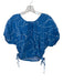 Madewell Size L Blue & White Tie Detail Cutouts Balloon Cropped Top Blue & White / L
