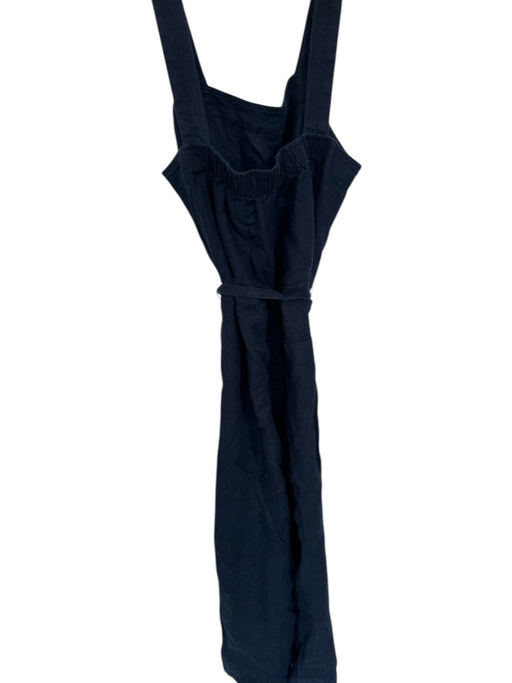 Quince Size M Navy Linen Sleeveless Square Neck Belt Pockets Jumper Navy / M