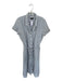 Quince Size M Blue & White Linen Striped Short Sleeve Button Up Collared Dress Blue & White / M