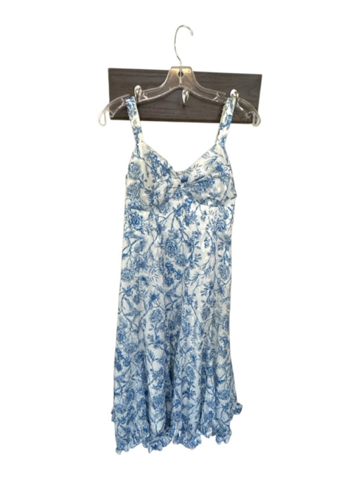 Hutch Size MP White & Blue Polyester Sleeveless Flowers Maxi Smocked Back Dress White & Blue / MP