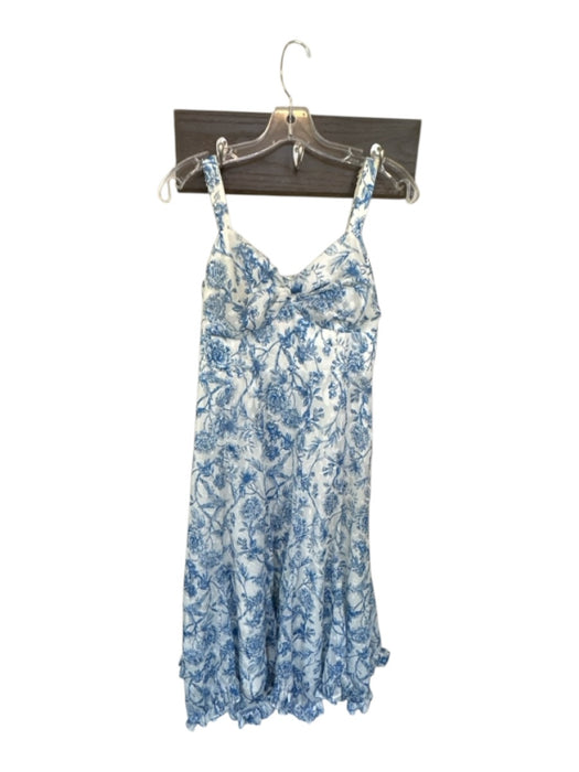Hutch Size MP White & Blue Polyester Sleeveless Flowers Maxi Smocked Back Dress White & Blue / MP