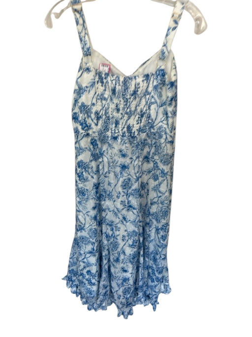 Hutch Size MP White & Blue Polyester Sleeveless Flowers Maxi Smocked Back Dress White & Blue / MP