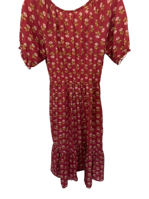 Christy Dawn Size MP Red & green Organic Cotton Short Balloon Sleeve Dress Red & green / MP