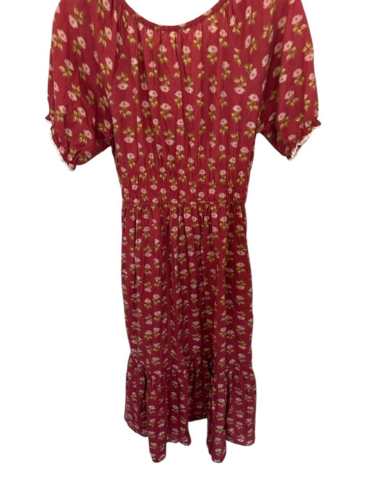 Christy Dawn Size MP Red & green Organic Cotton Short Balloon Sleeve Dress Red & green / MP
