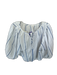 Everlane Size M White & Blue Cotton Long Balloon Sleeve Striped Back Tie Top White & Blue / M