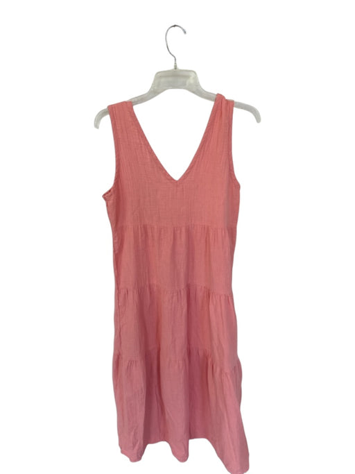 Quince Size M Salmon Cotton V Neck Sleeves Tiered Maxi Dress Salmon / M