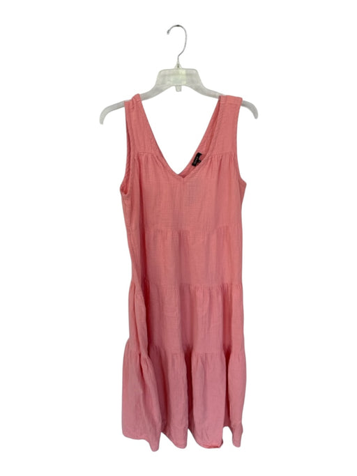 Quince Size M Salmon Cotton V Neck Sleeves Tiered Maxi Dress Salmon / M