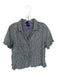 Quince Size M Black & White Linen Gingham Short Sleeve Collared Button up Top Black & White / M