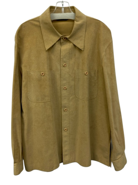 Halston AS IS Size 42 Tan Cotton Blend Solid Button Up Men's Long Sleeve Shirt Tan / 42