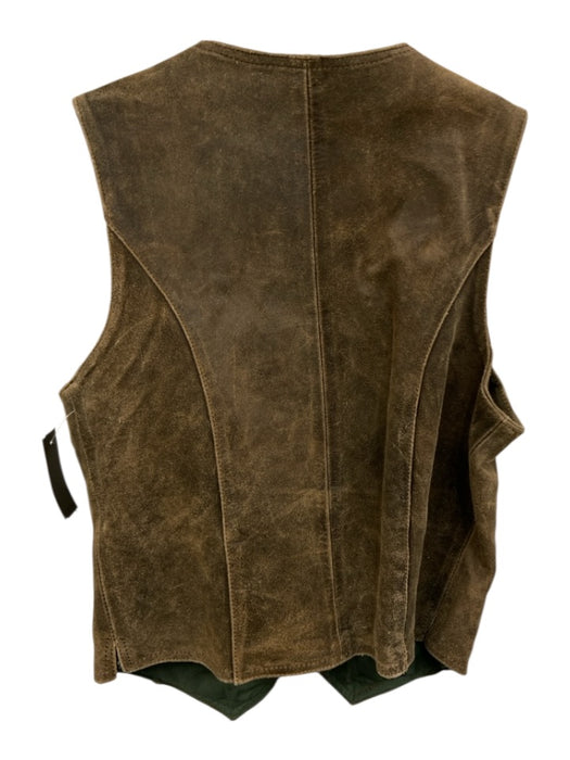 First Genuine Leather Size M Brown Leather Distressed Vest Men's Jacket Brown / M