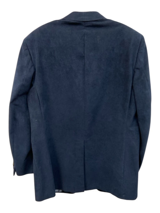 Halston Blue Cotton Blend Solid Patch Pocket 2 Button Men's Blazer Blue / Est 42