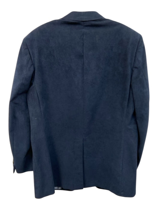 Halston Blue Cotton Blend Solid Patch Pocket 2 Button Men's Blazer Blue / Est 42