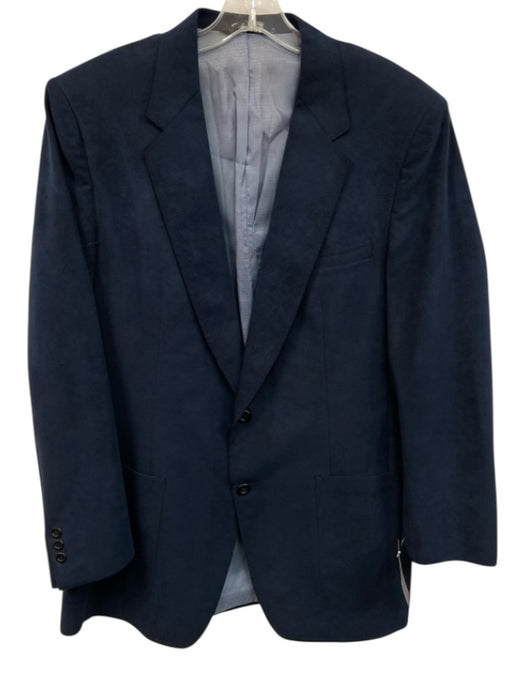 Halston Blue Cotton Blend Solid Patch Pocket 2 Button Men's Blazer Blue / Est 42