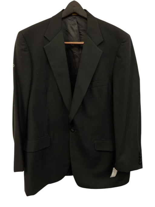 H Stockton Black Wool Blend Solid Tuxedo Men's Suit Black / 44