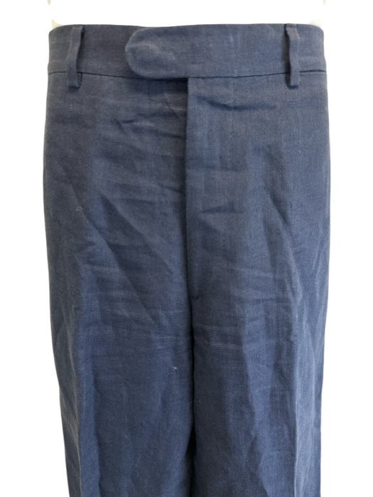 Hermes Size 50 Blue Linen Solid Dress Men's Pants Blue / 50