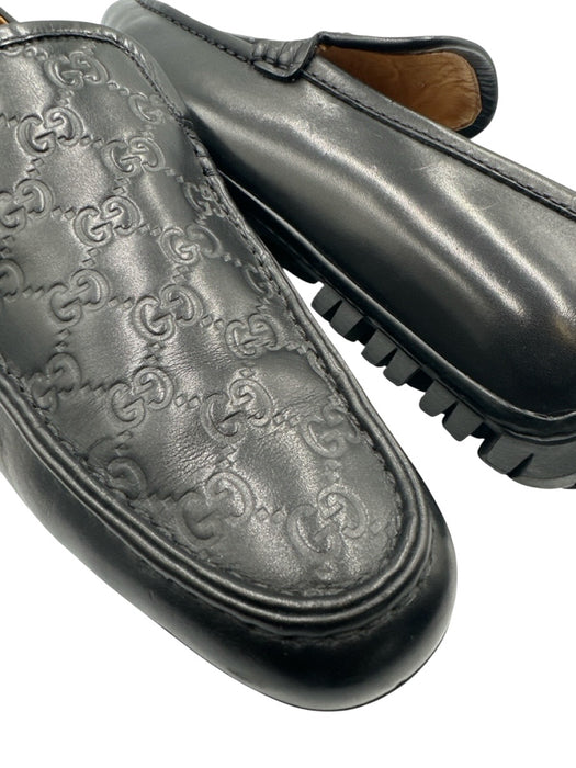 Gucci Shoe Size 9 Good Black Leather Guccissima Driver Dress Men's Shoes Black / 9