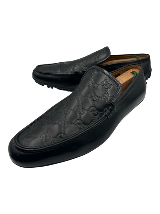 Gucci Shoe Size 9 Good Black Leather Guccissima Driver Dress Men's Shoes Black / 9