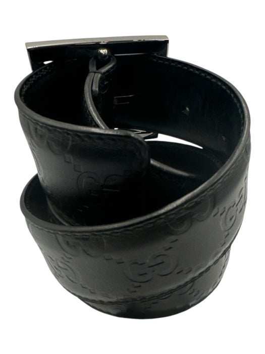 Gucci Like New Black Leather Guccissima Men's Belt Black