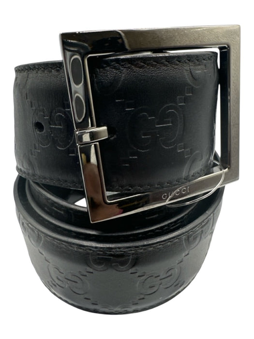 Gucci Like New Black Leather Guccissima Men's Belt Black