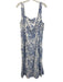 Laura Ashley Size 14 Blue & White Linen & Rayon Sleeveless Floral Print Dress Blue & White / 14