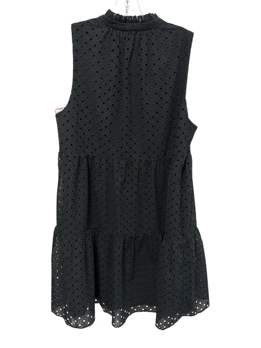 Lilly Pulitzer Size XL Black Polyester Sleeveless Ruffle mock neck eyelet Dress Black / XL