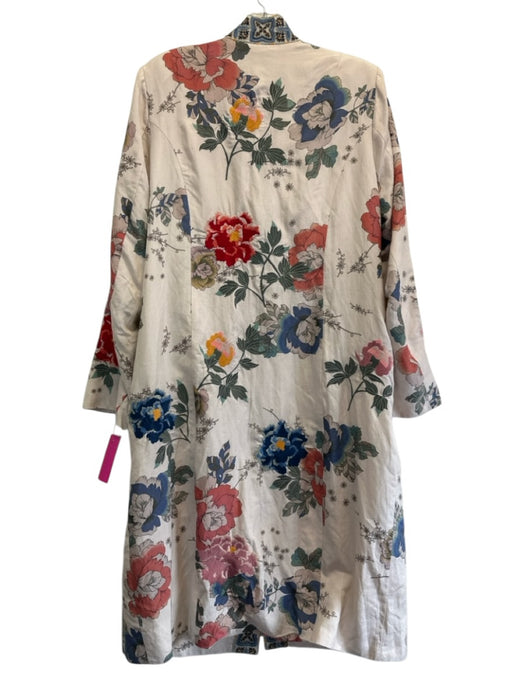 Biya Johnny Was Size M Beige, Blue, & Multi Linen & Viscose Snaps Coat Cardigan Beige, Blue, & Multi / M