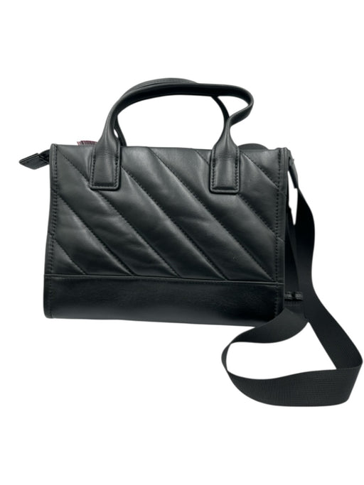 Kurt Geiger Black Leather Quilted Zip Top Top Handles Crossbody & Hand Bag Black / S