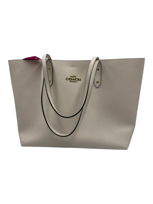 Coach Cream White Pebble Leather Gold hardware Top Handle Magnetic Close Bag Cream White / M/L