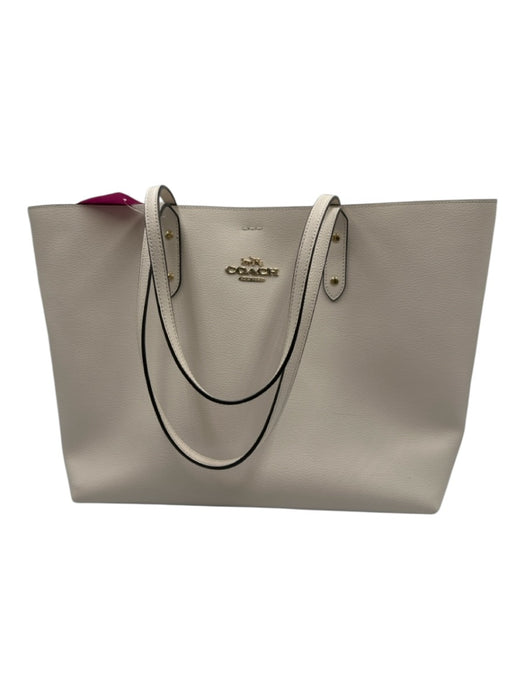 Coach Cream White Pebble Leather Gold hardware Top Handle Magnetic Close Bag Cream White / M/L