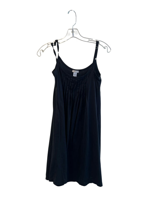 Hanro Size XS Black Cotton Spaghetti Strap V Neck Knee Length Pleated Dress Black / XS