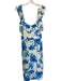Sugar + Lips Size L Cream & Blue Rayon Blend Flutter Sleeves Flowers Maxi Dress Cream & Blue / L