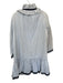 Tuckernuck Size L White & Blue Cotton Long Balloon Sleeve Striped V Neck Dress White & Blue / L