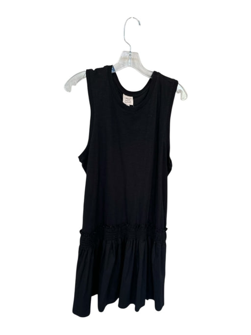 Cinq a Sept Size L Black Cotton Sleeveless Elastic Waist Dress Black / L