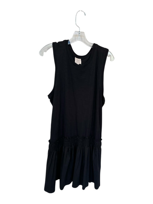Cinq a Sept Size L Black Cotton Sleeveless Elastic Waist Dress Black / L