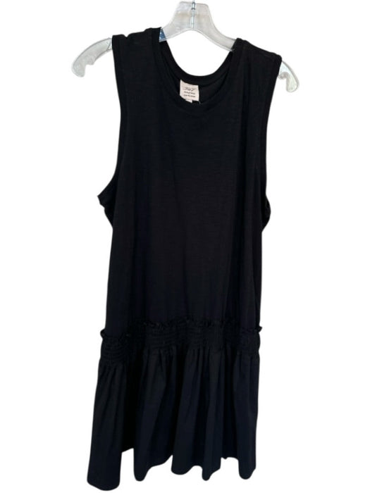 Cinq a Sept Size L Black Cotton Sleeveless Elastic Waist Dress Black / L