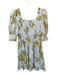 1. State Size L White & Green Cotton 3/4 Balloon Sleeve Flowers Smocked Dress White & Green / L